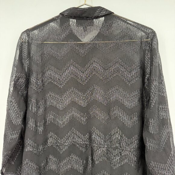 Lane Bryant  Plus Black Sheer Metallic Chevron Blouse Holiday– Women’s 18/20 - Picture 5 of 11